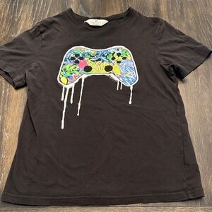 H&M Black Short Sleeve T-Shirt with Colorful Controller Graphic Size Boys 12/14